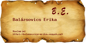 Balázsovics Erika névjegykártya