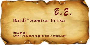 Balázsovics Erika névjegykártya
